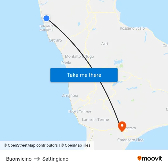 Buonvicino to Settingiano map