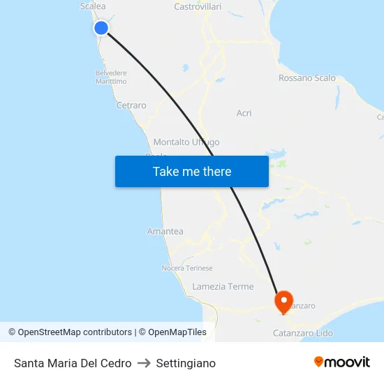 Santa Maria Del Cedro to Settingiano map