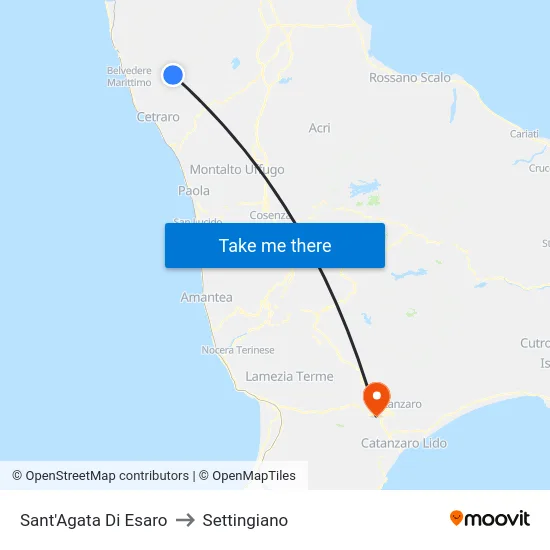 Sant'Agata Di Esaro to Settingiano map