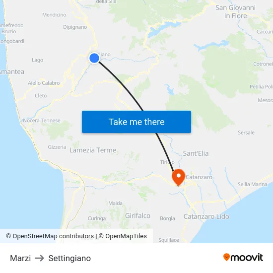 Marzi to Settingiano map