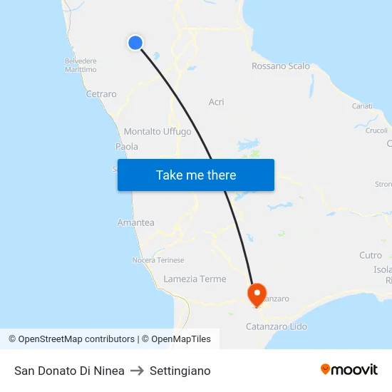 San Donato Di Ninea to Settingiano map