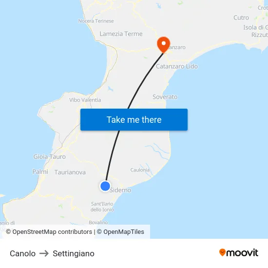 Canolo to Settingiano map
