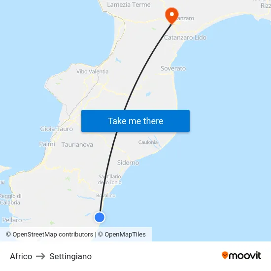 Africo to Settingiano map