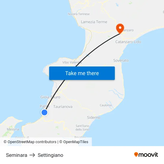 Seminara to Settingiano map