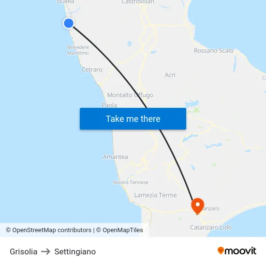 Grisolia to Settingiano map
