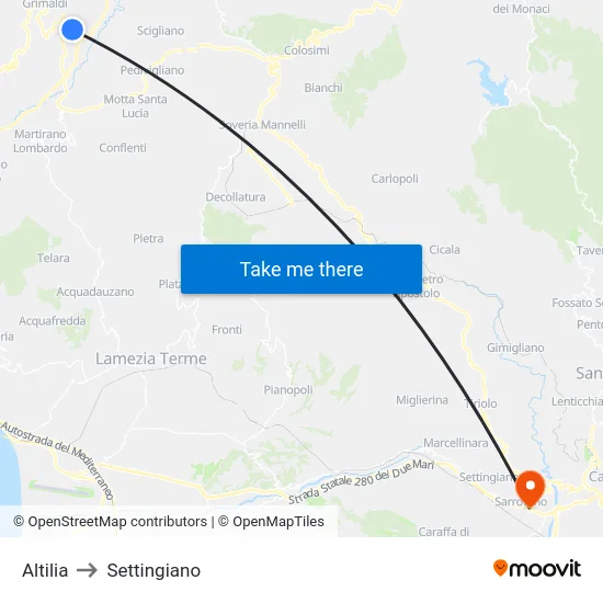 Altilia to Settingiano map