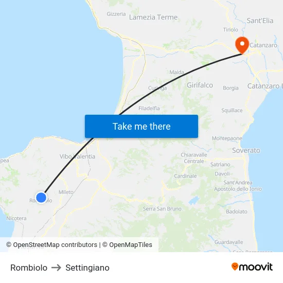 Rombiolo to Settingiano map