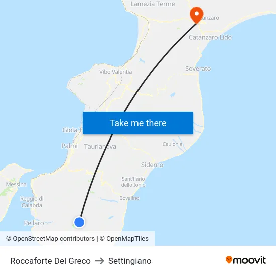 Roccaforte Del Greco to Settingiano map