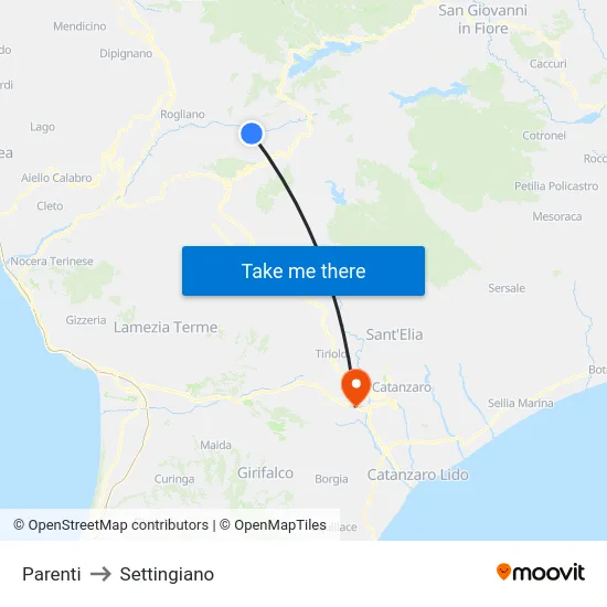 Parenti to Settingiano map