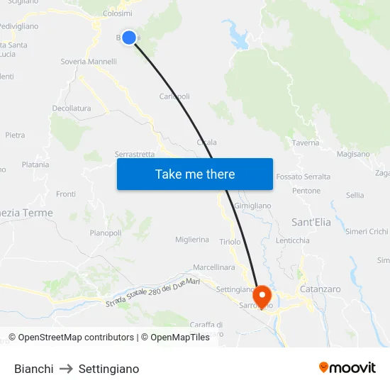 Bianchi to Settingiano map