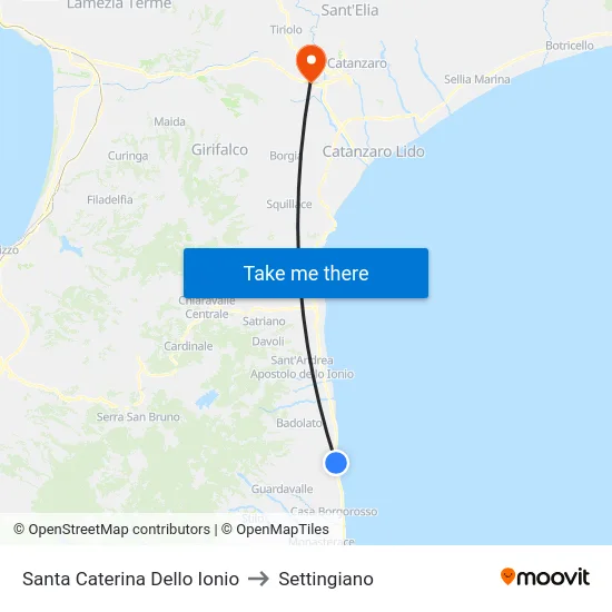 Santa Caterina Dello Ionio to Settingiano map