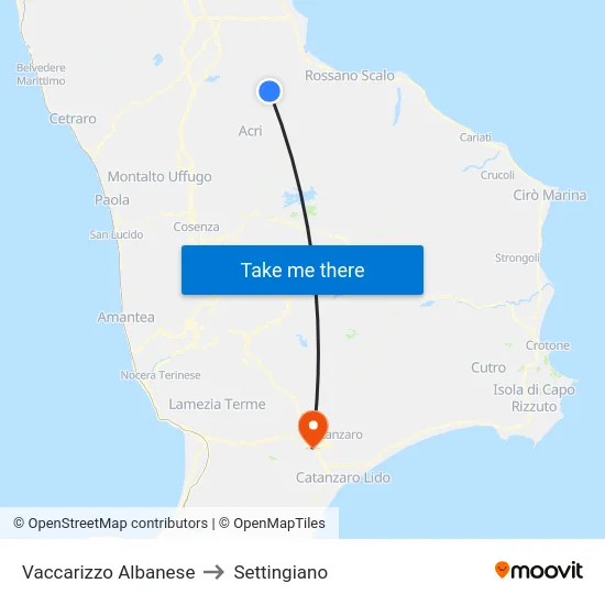 Vaccarizzo Albanese to Settingiano map