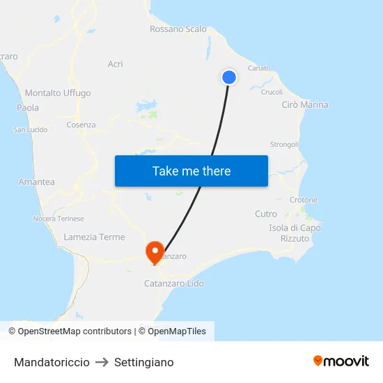 Mandatoriccio to Settingiano map