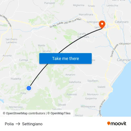 Polia to Settingiano map