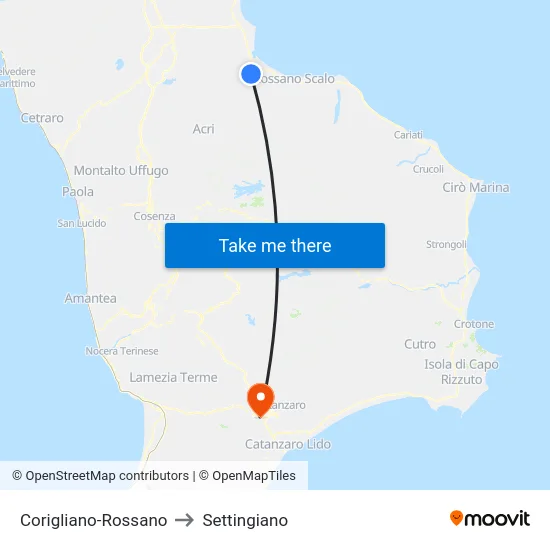 Corigliano-Rossano to Settingiano map