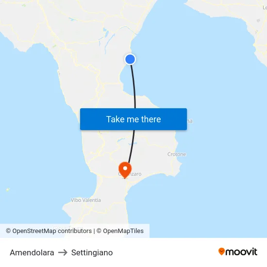 Amendolara to Settingiano map