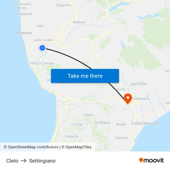 Cleto to Settingiano map