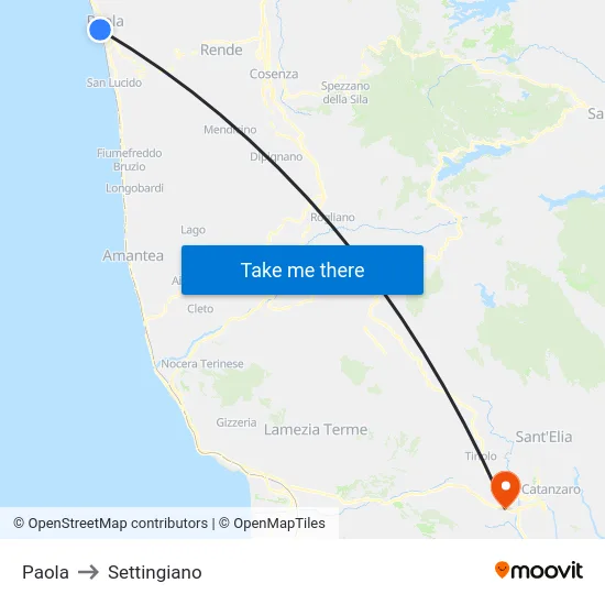 Paola to Settingiano map