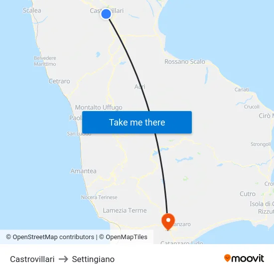Castrovillari to Settingiano map