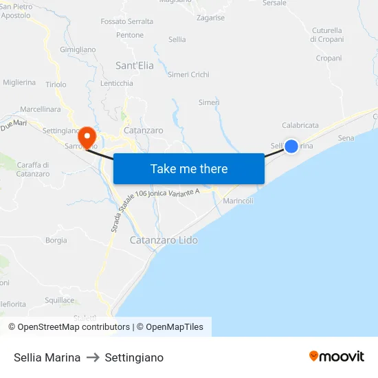 Sellia Marina to Settingiano map