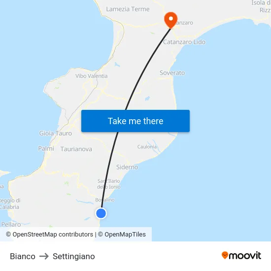 Bianco to Settingiano map