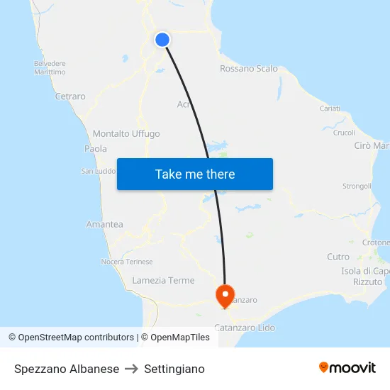 Spezzano Albanese to Settingiano map