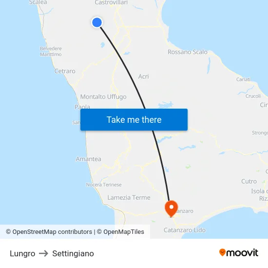 Lungro to Settingiano map
