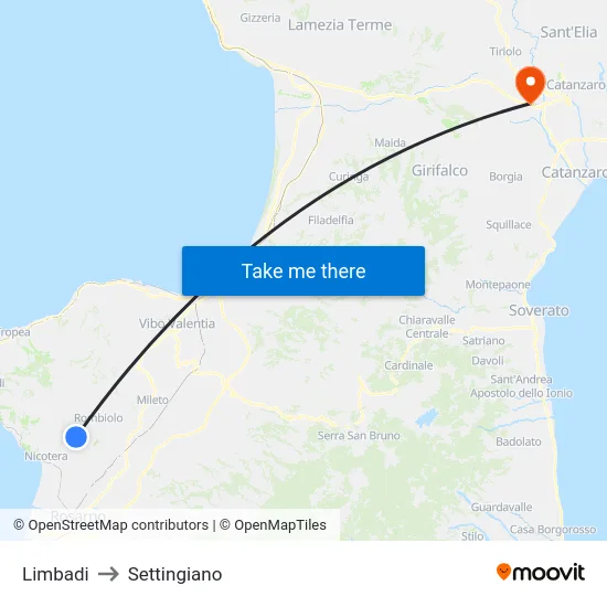 Limbadi to Settingiano map