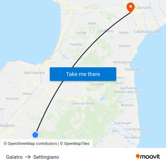 Galatro to Settingiano map