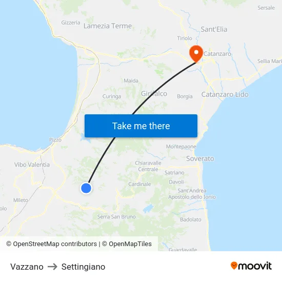 Vazzano to Settingiano map