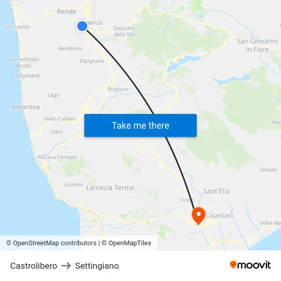 Castrolibero to Settingiano map