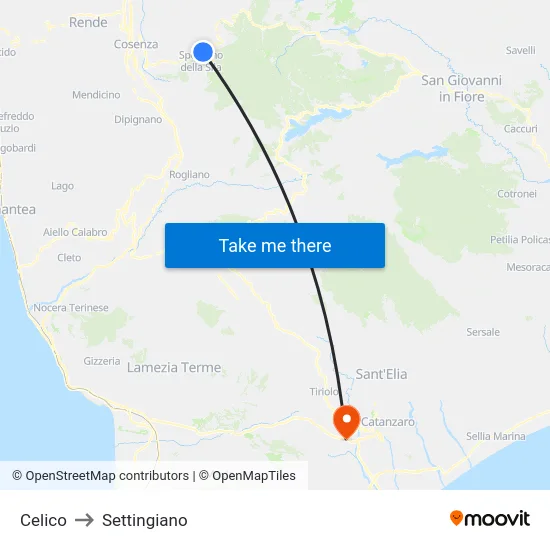 Celico to Settingiano map