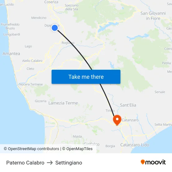 Paterno Calabro to Settingiano map
