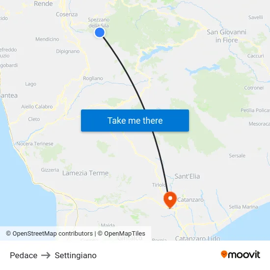 Pedace to Settingiano map