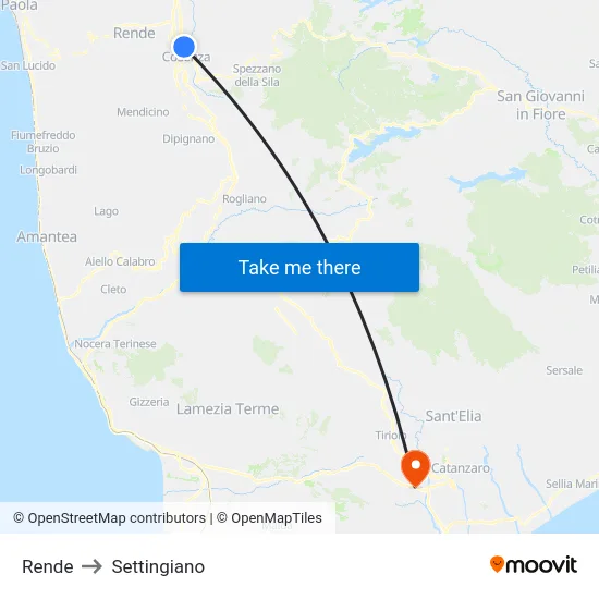 Rende to Settingiano map