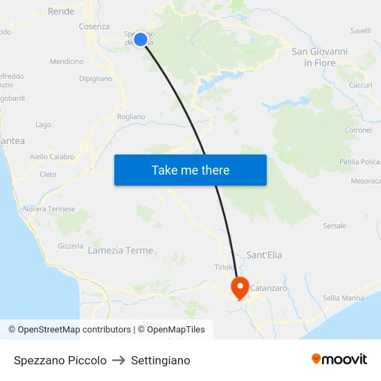 Spezzano Piccolo to Settingiano map