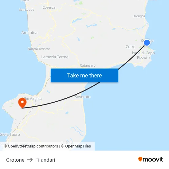 Crotone to Filandari map