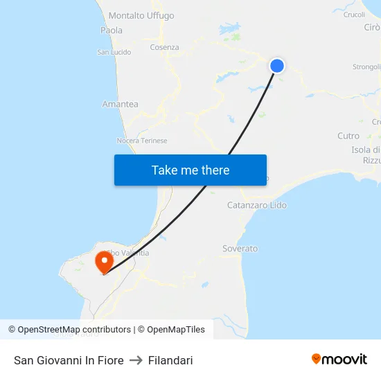 San Giovanni In Fiore to Filandari map
