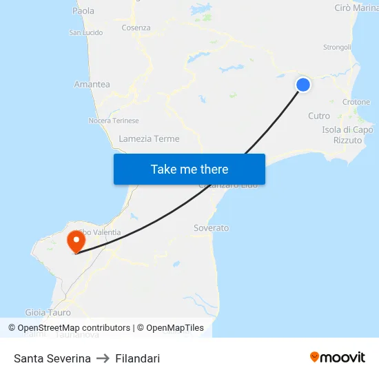 Santa Severina to Filandari map