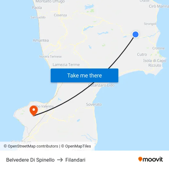 Belvedere Di Spinello to Filandari map