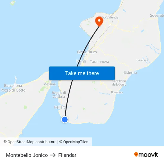 Montebello Jonico to Filandari map