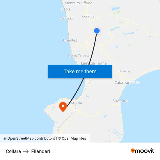 Cellara to Filandari map