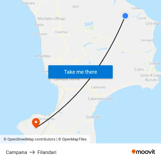 Campana to Filandari map