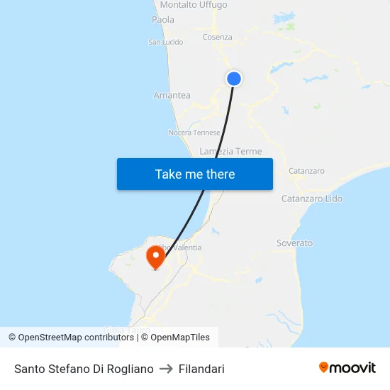 Santo Stefano Di Rogliano to Filandari map