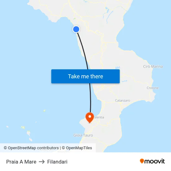 Praia A Mare to Filandari map