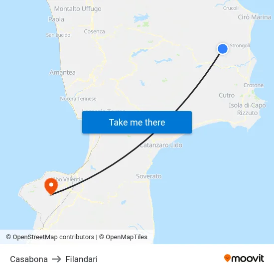 Casabona to Filandari map