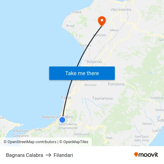 Bagnara Calabra to Filandari map