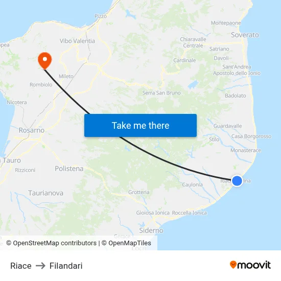 Riace to Filandari map