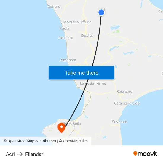 Acri to Filandari map