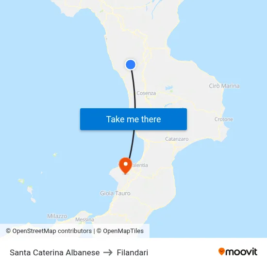 Santa Caterina Albanese to Filandari map